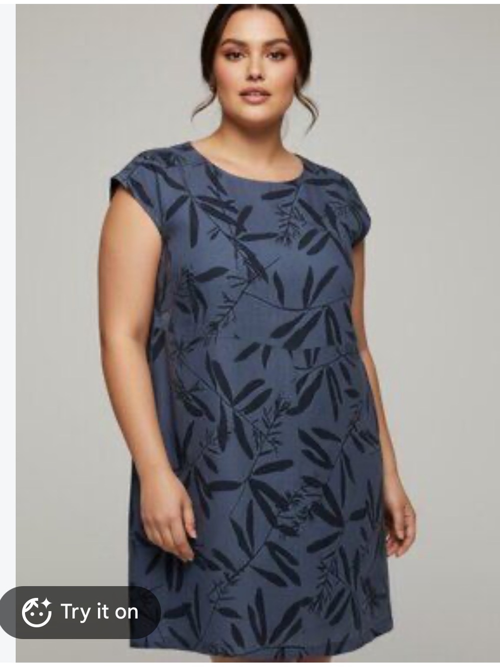 Lungo L'Arno 100% Linen Tropical Leaf Print Shift Dress Size 1X